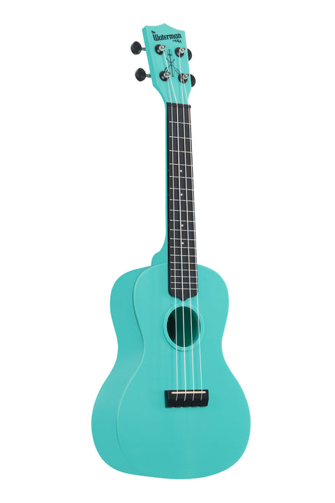 A Aqua Mist Glow-in-the-Dark Concert Waterman shown at a right angle