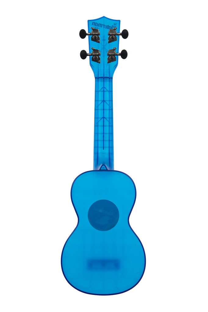 A Cobalt Blue Transparent Soprano Waterman shown at a back angle