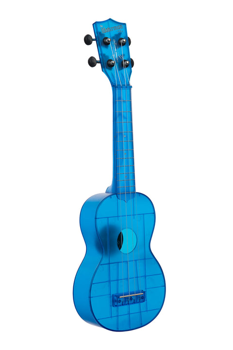 A Cobalt Blue Transparent Soprano Waterman shown at a right angle