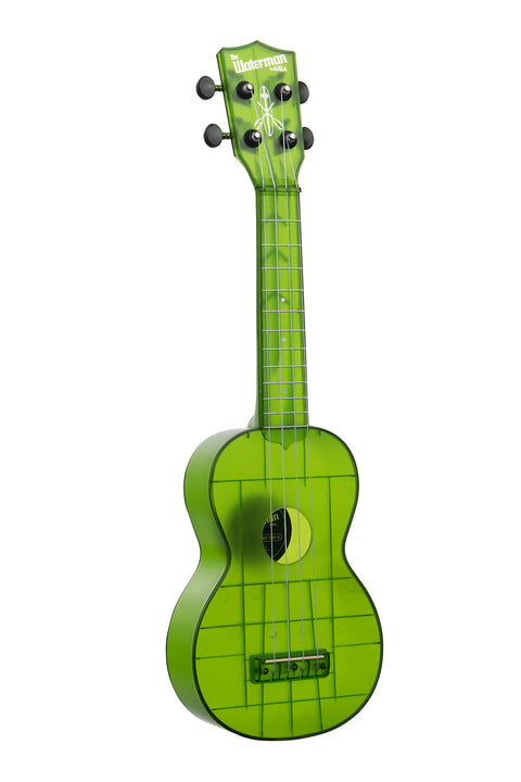 A Jade Green Transparent Soprano Waterman shown at a right angle
