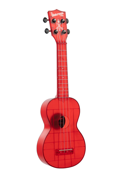 A Maritime Red Transparent Soprano Waterman shown at a right angle