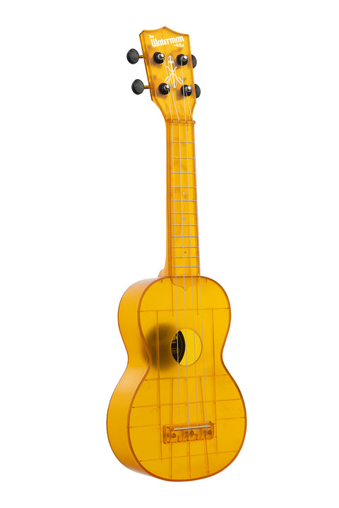 A Amber Yellow Transparent Soprano Waterman shown at a right angle