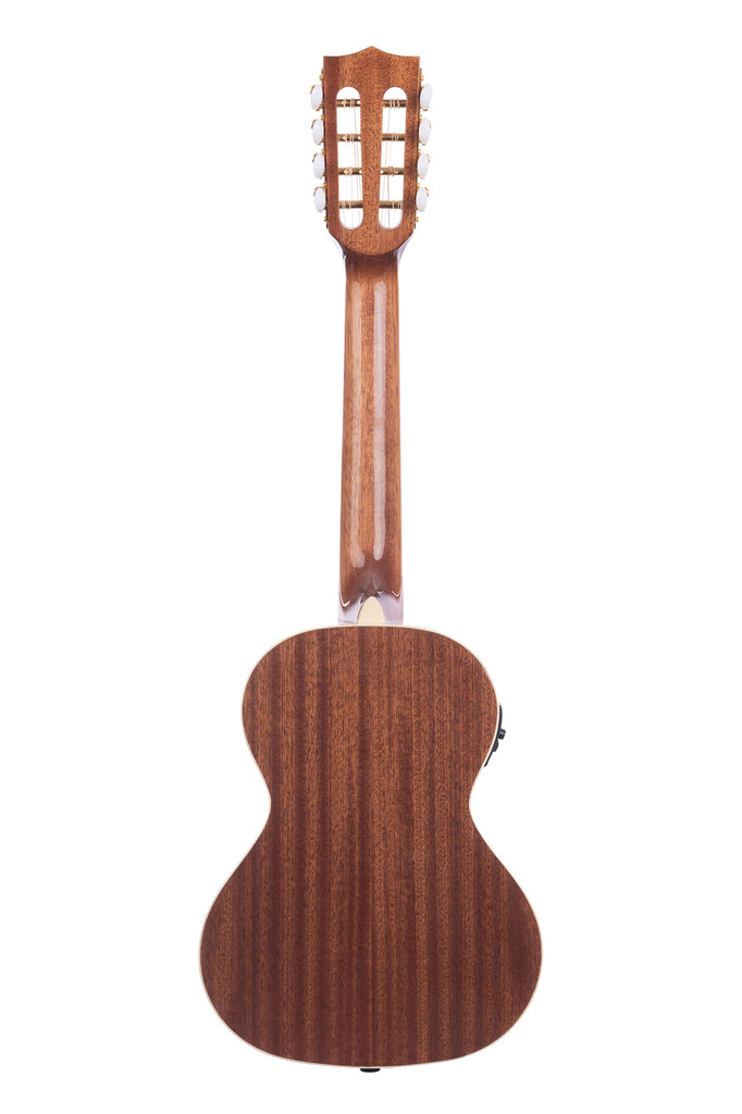 A Gloss Mahogany 8-String Tenor Ukulele w/ EQ shown at a back angle