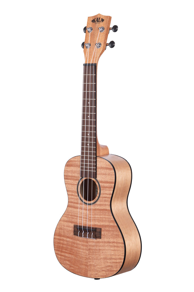 A Exotic Mahogany Concert Ukulele shown at a left angle