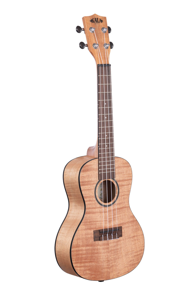 A Exotic Mahogany Concert Ukulele shown at a right angle