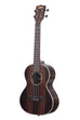 A Striped Ebony Tenor Ukulele shown at a left angle