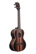 A Striped Ebony Tenor Ukulele w/ EQ shown at a right angle