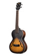 A Archtop Sunburst Tenor Ukulele w/ EQ shown at a left angle