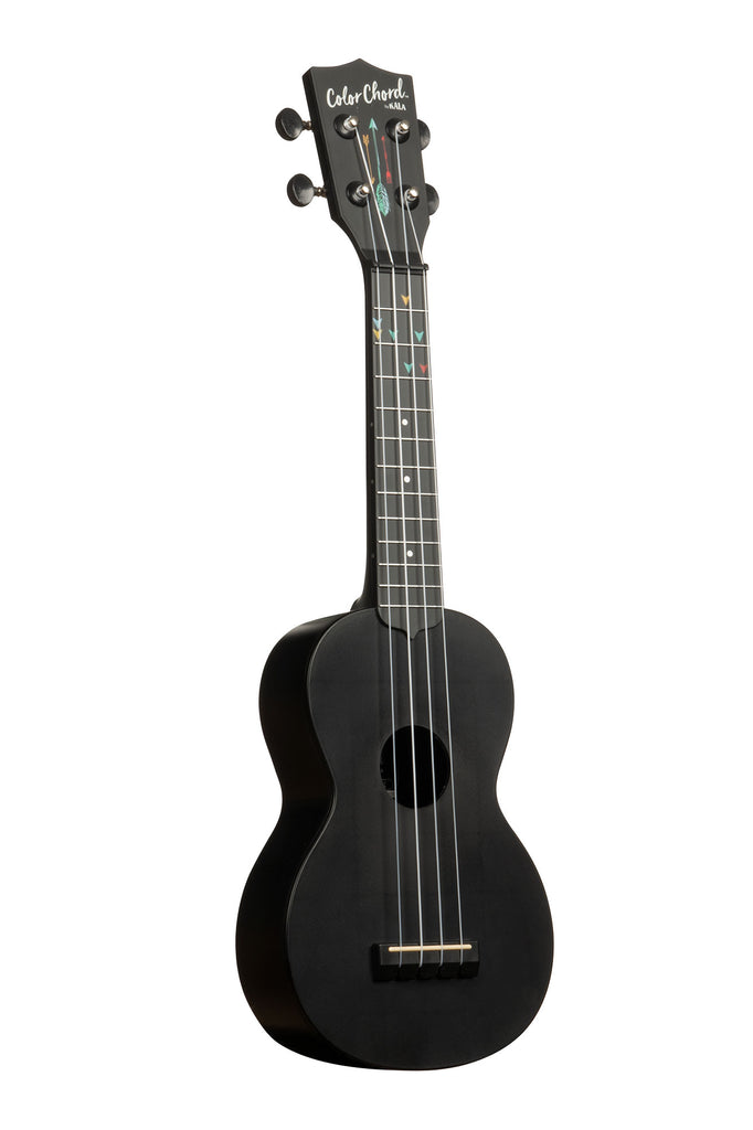 A Kala Learn To Play Color Chord™ Ukulele Starter Kit shown at a right angle