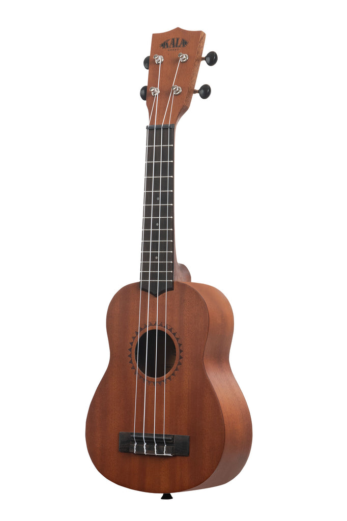 A Kala Learn To Play Soprano Ukulele Starter Kit shown at a left angle