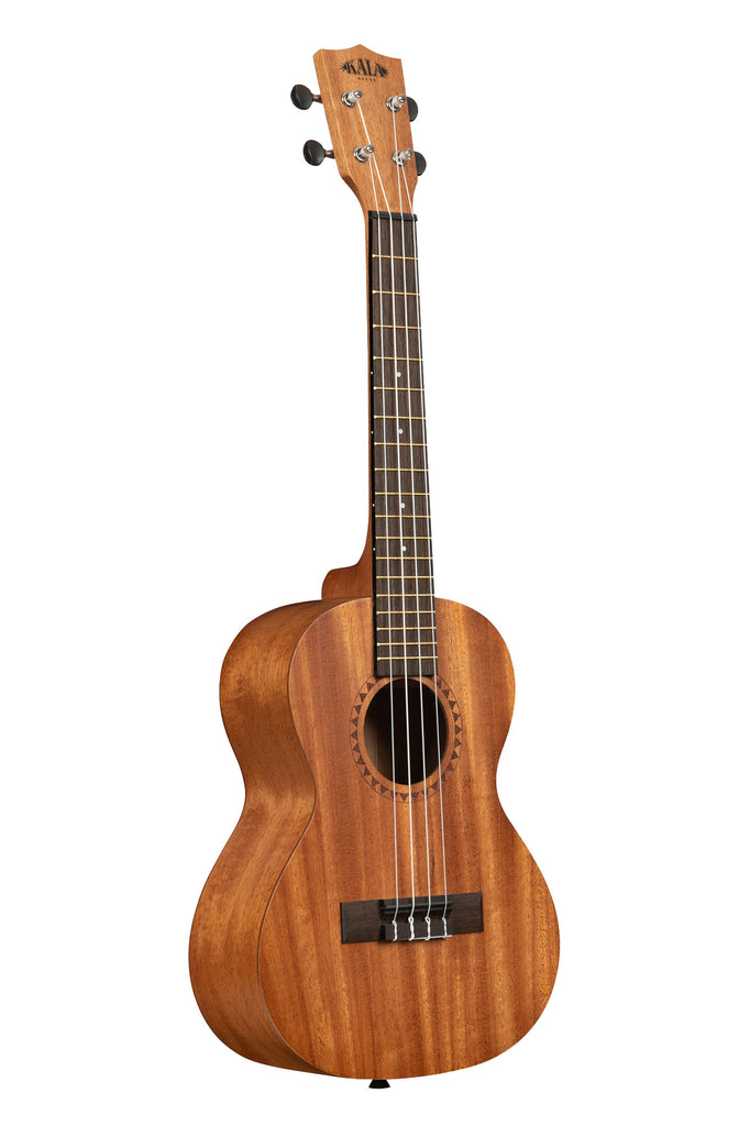 A Kala Learn To Play Ukulele Tenor Starter Kit shown at a right angle