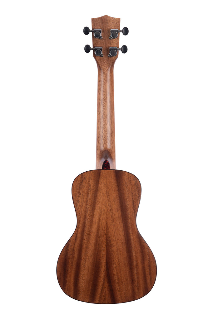 A Classic Solid Mahogany Concert shown at a back angle