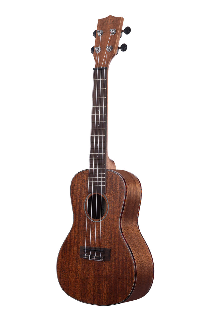 A Classic Solid Mahogany Concert shown at a left angle