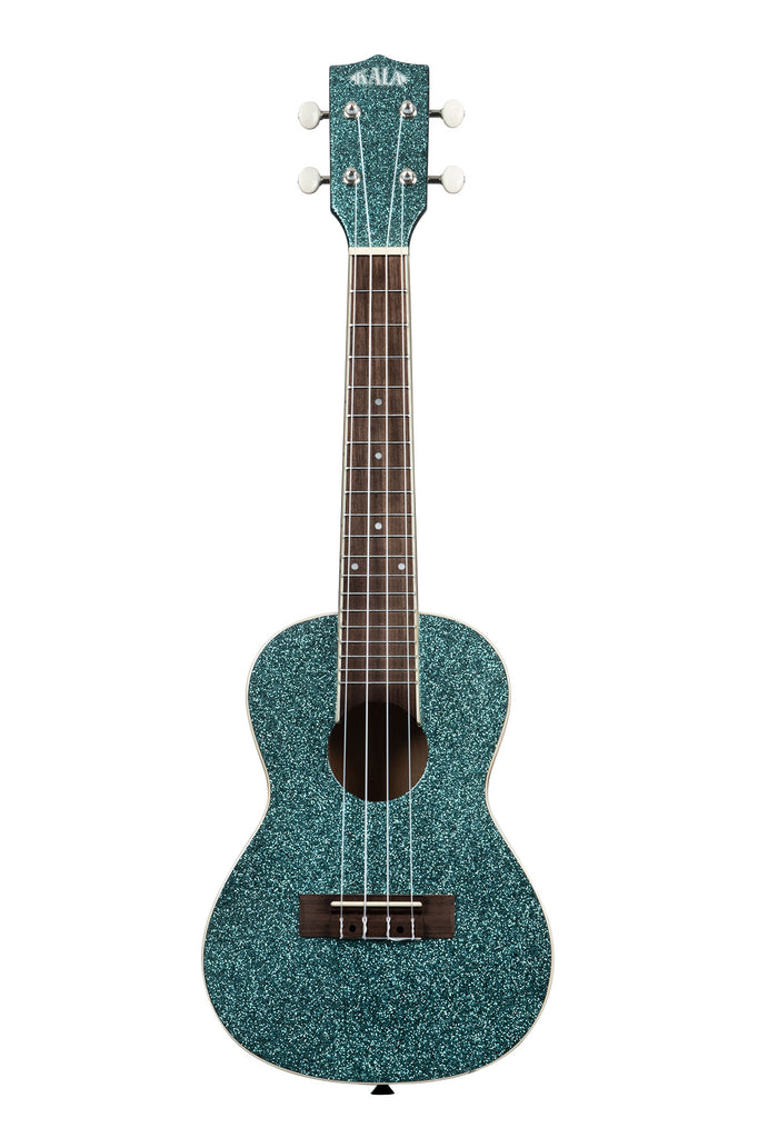 A Rhapsody in Blue Sparkle Concert Ukulele shown at a front angle