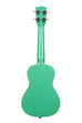 A Gatsby Green Sparkle Concert Ukulele shown at a back angle