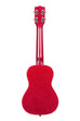 A Ritzy Red Sparkle Concert Ukulele shown at a back angle