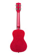 A Ritzy Red Sparkle Concert Ukulele shown at a back angle