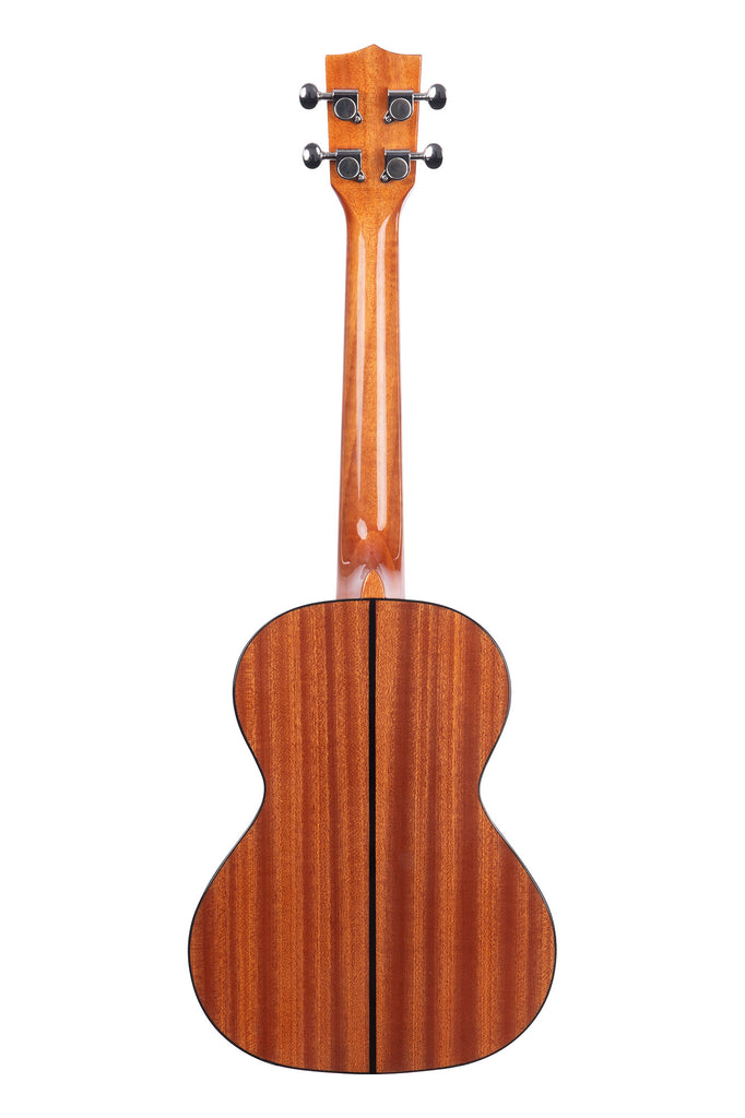 A Solid Spruce Top Mahogany Tenor Ukulele shown at a back angle