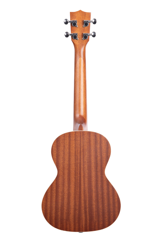 A Satin Mahogany Tenor Ukulele shown at a back angle