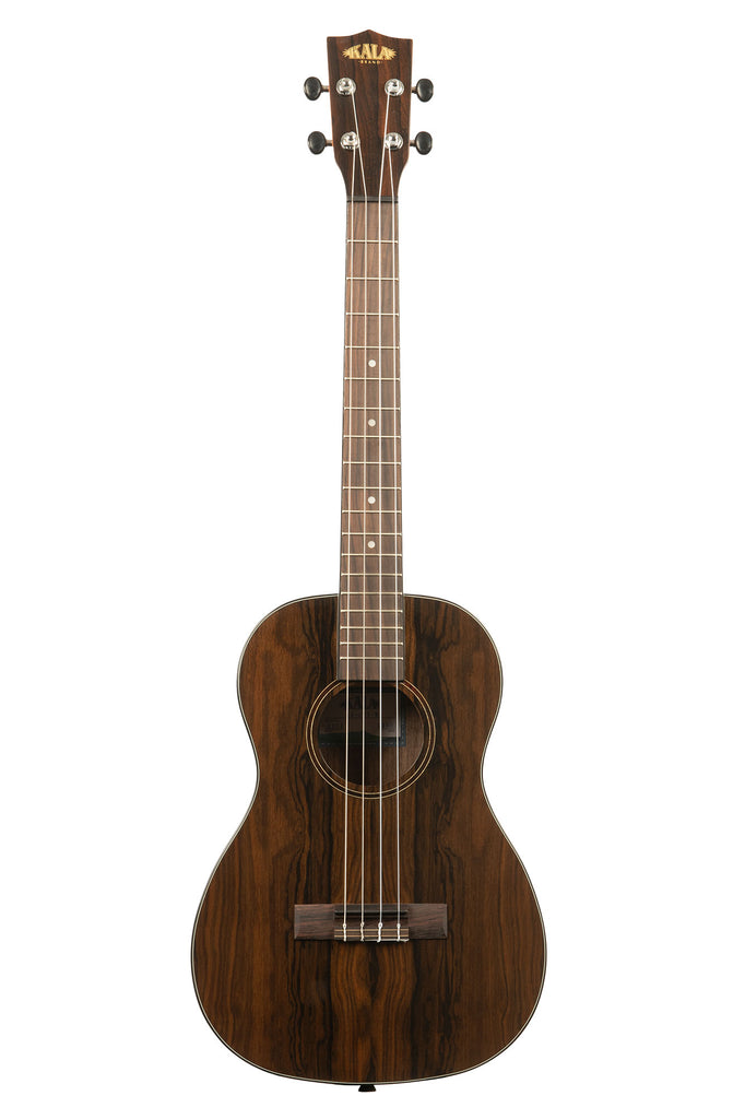A Ziricote Gloss Baritone Ukulele shown at a front angle