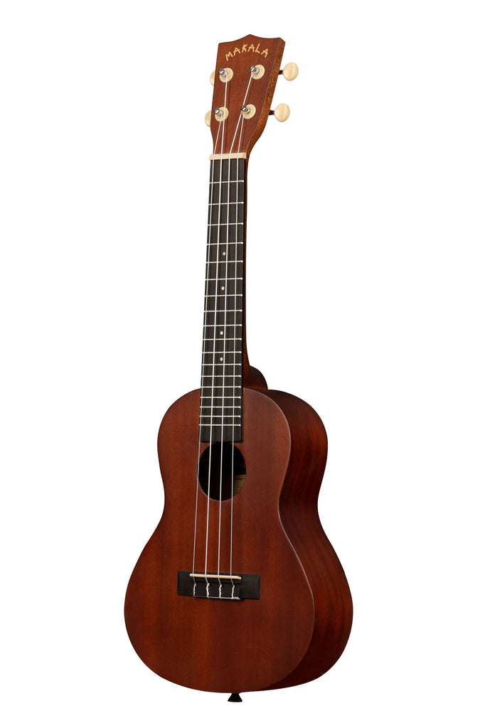 A Makala Concert Ukulele shown at a left angle
