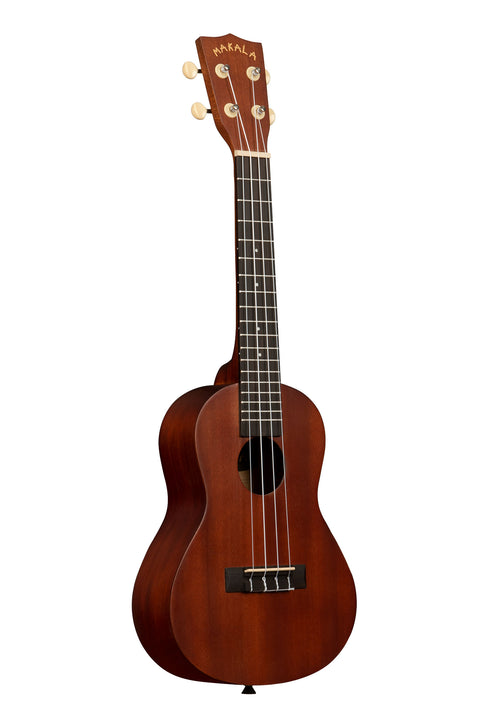 A Makala Concert Ukulele shown at a right angle