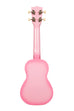 A Pink Burst Soprano Dolphin Ukulele shown at a back angle