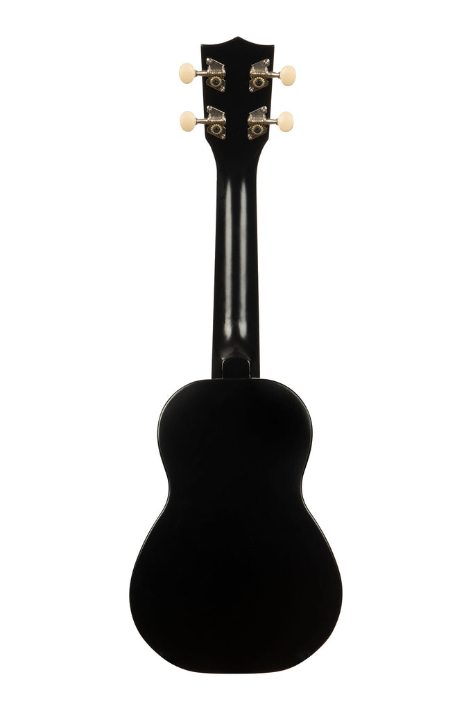 A Blacktip Soprano Shark Ukulele shown at a back angle