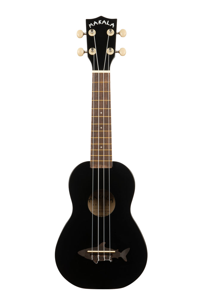 A Blacktip Soprano Shark Ukulele shown at a front angle