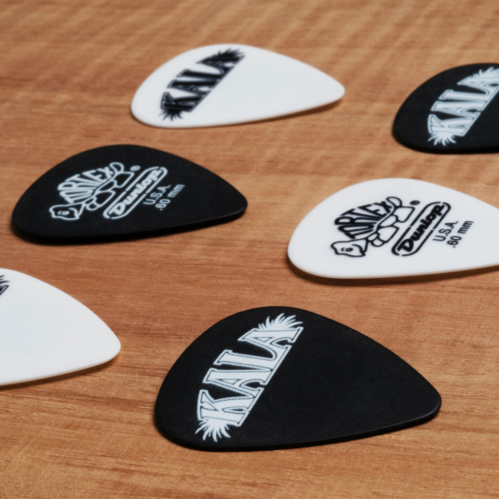 Dunlop x Kala Tortex Pick, .60mm, White & Black, 6 Pack