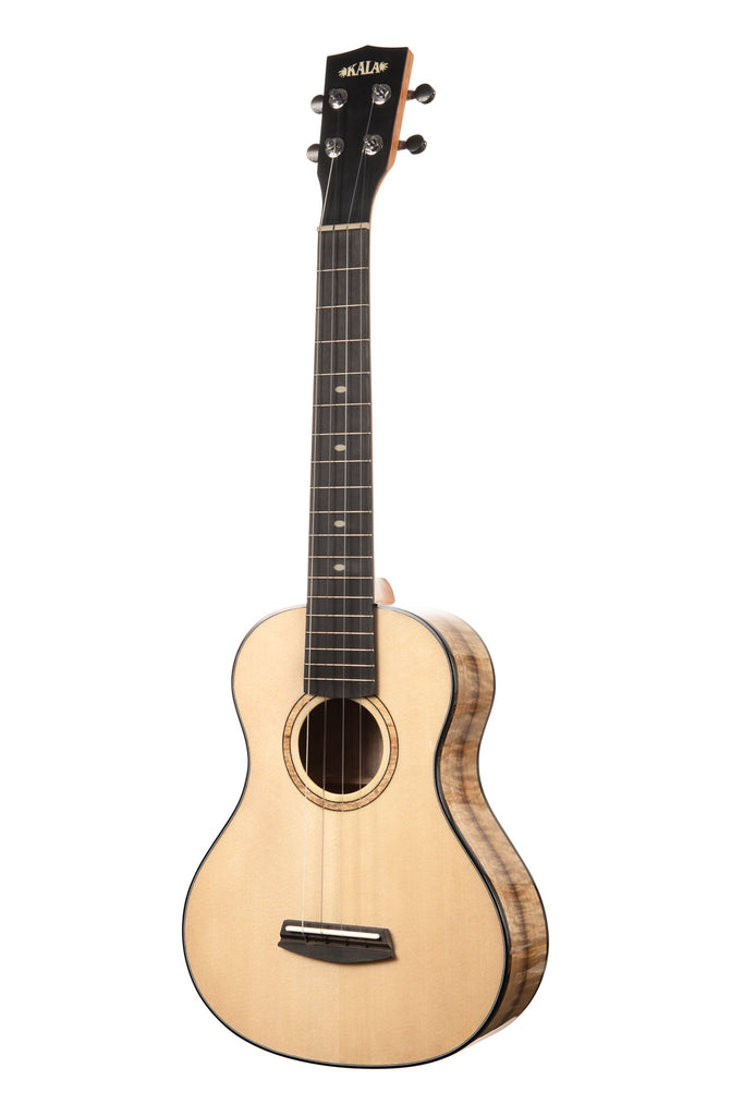 A Sitka Spruce Top Myrtle Tenor XL shown at a left angle