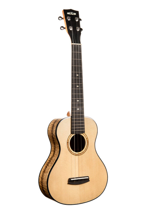 A Sitka Spruce Top Myrtle Tenor XL shown at a right angle