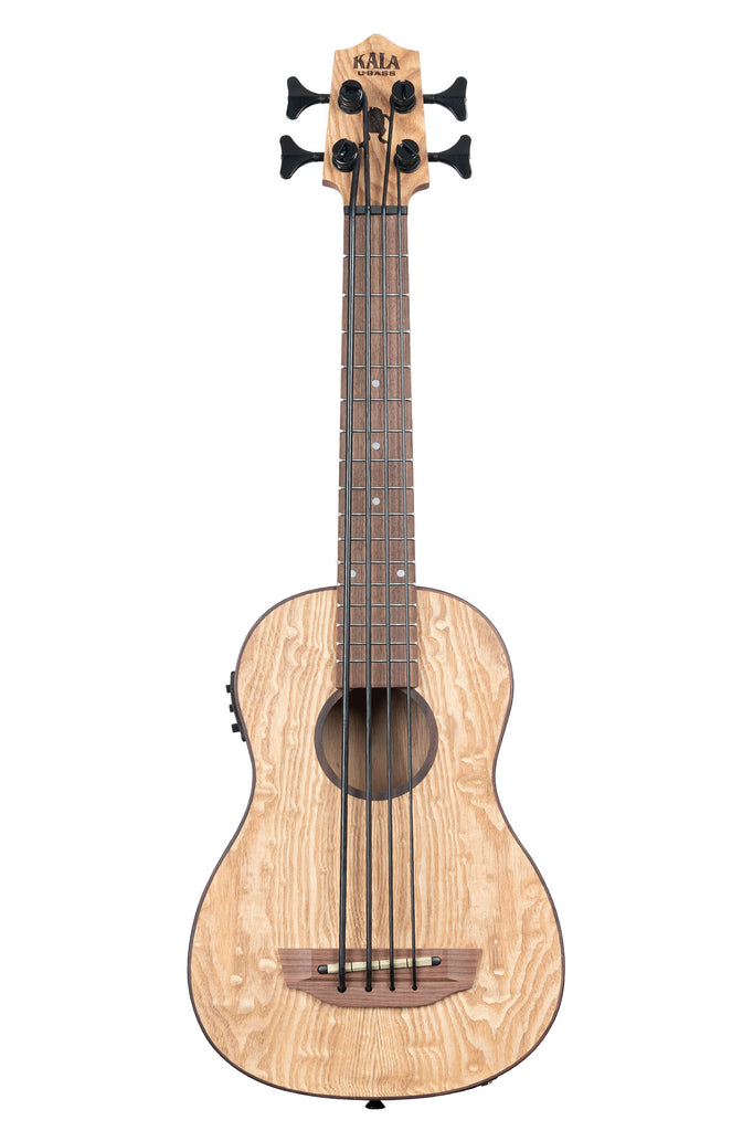 A Burled Tamo Ash Acoustic-Electric U•BASS® shown at a front angle