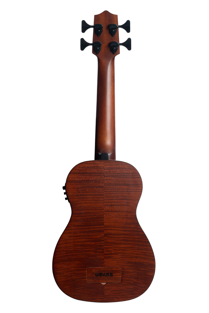A Exotic Mahogany Left-Handed Acoustic-Electric U•BASS® shown at a back angle