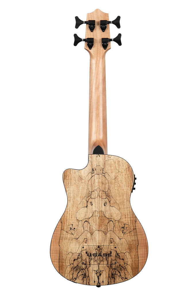 A Spalted Maple Acoustic-Electric U•BASS® shown at a back angle