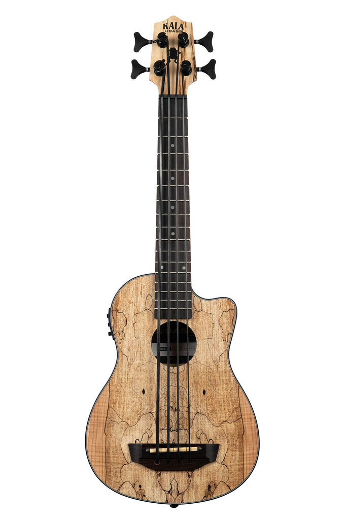 A Spalted Maple Acoustic-Electric U•BASS® shown at a front angle