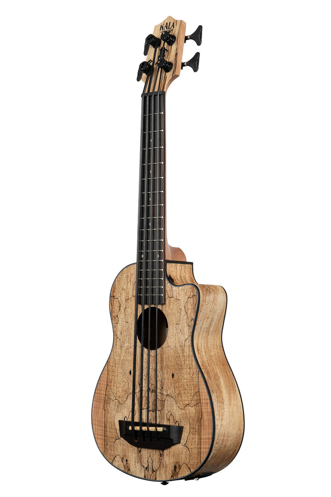 A Spalted Maple Acoustic-Electric U•BASS® shown at a left angle