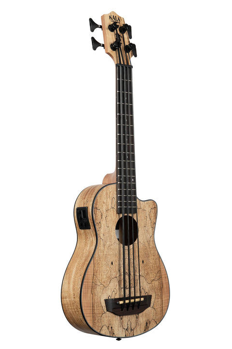 A Spalted Maple Acoustic-Electric U•BASS® shown at a right angle