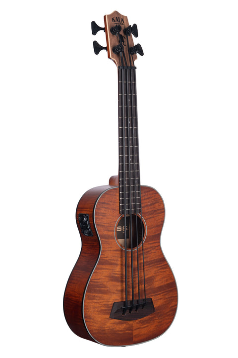 A Exotic Mahogany Acoustic-Electric U•BASS® shown at a right angle