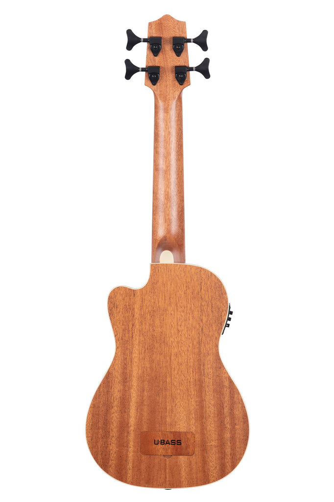 A Journeyman Acoustic-Electric U•BASS® with F-Holes shown at a back angle