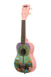 A Uketopia Ukadelic Soprano Ukulele shown at a left angle