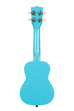 A Blue Yonder Ukadelic Soprano Ukulele shown at a back angle