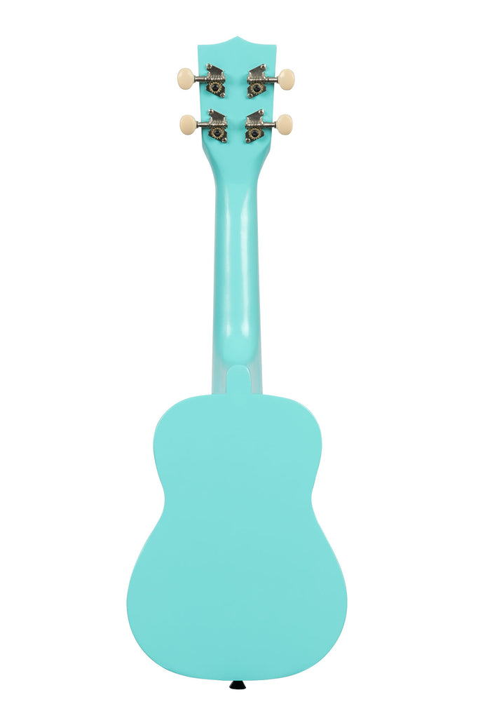 A Frost Bite Ukadelic Soprano Ukulele shown at a back angle