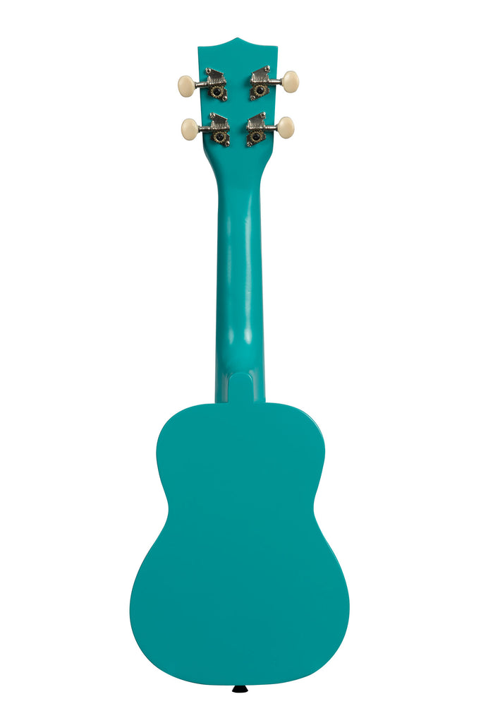 A Lochness Ukadelic Soprano Ukulele shown at a back angle
