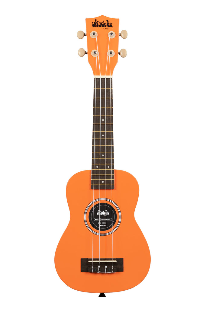 A Marmalade Ukadelic Soprano Ukulele shown at a front angle