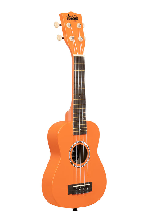 A Marmalade Ukadelic Soprano Ukulele shown at a right angle