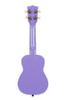 A UltraViolet Ukadelic Soprano Ukulele shown at a back angle