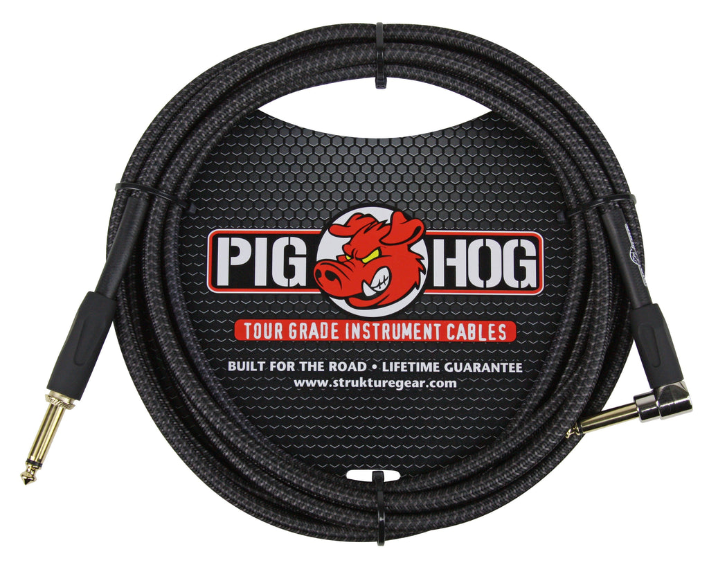 Pighog Instrument Cable, Black Woven, 10 Ft