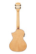 A All Solid Flame Maple Cutaway Tenor Ukulele w/ EQ & Bag shown at a back angle