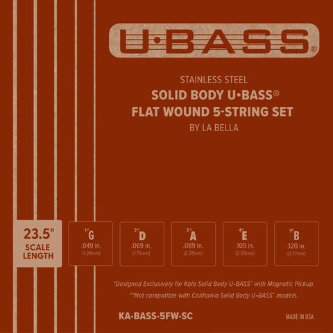 Stainless Steel Solid Body U•BASS® Flat Wound 5-String Set